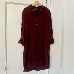Zara Woman Black Label Deep Burgundy Tunic Dress ‘Silky’ Flowy Fabric